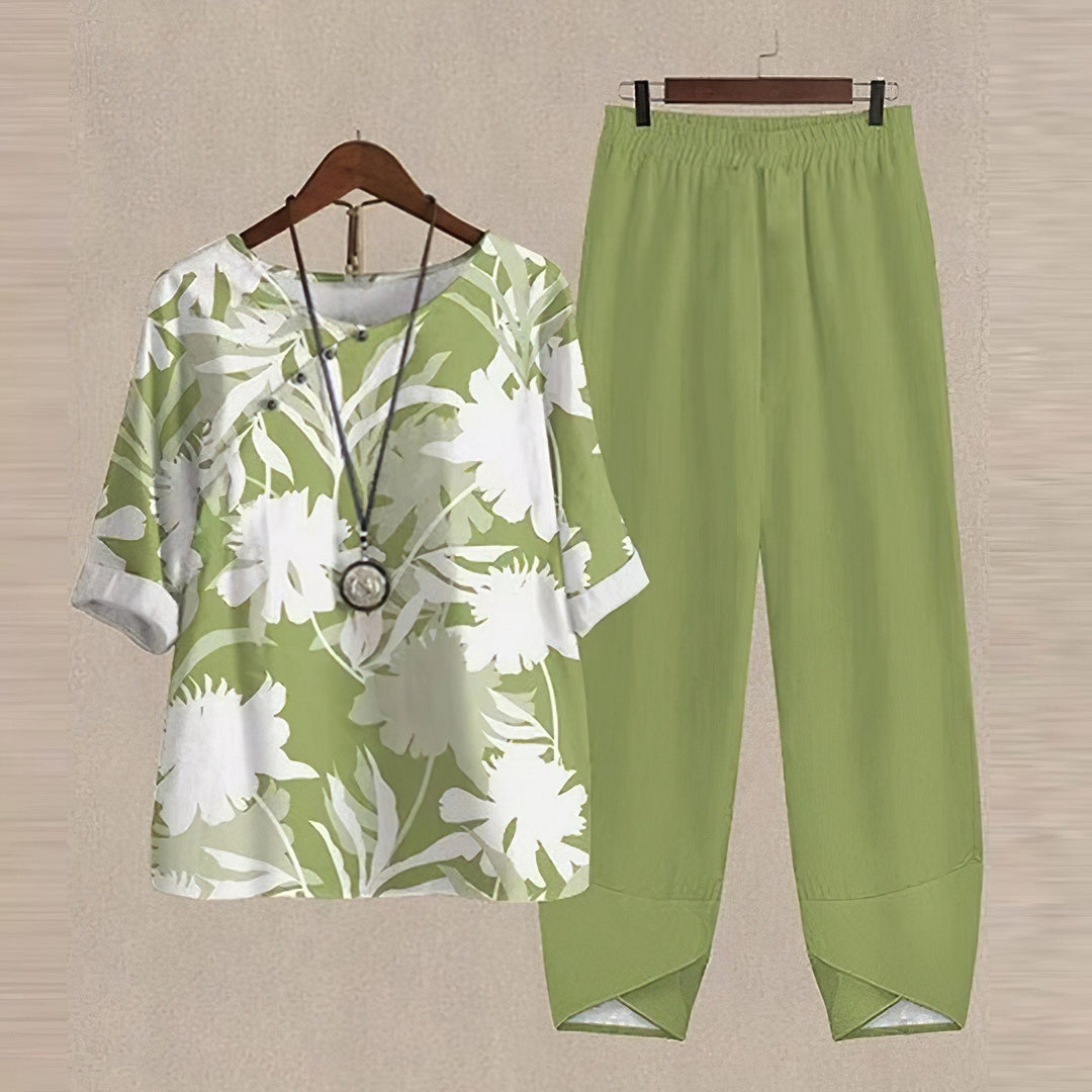 Conjunto Floral Elegante de 2 Piezas Perfectamente Cómodo