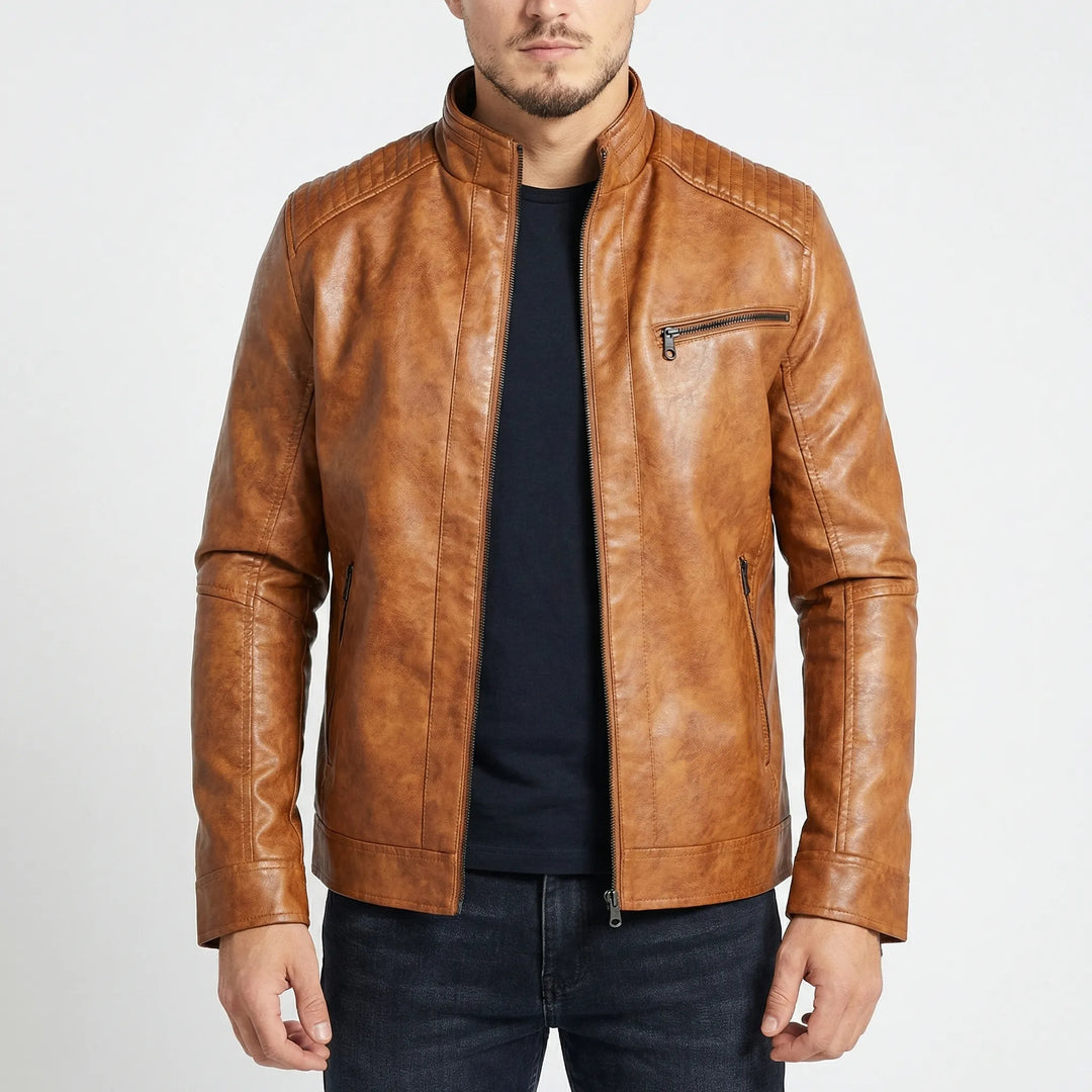 Ravekko - Chaqueta estilo motociclista de corte clásico