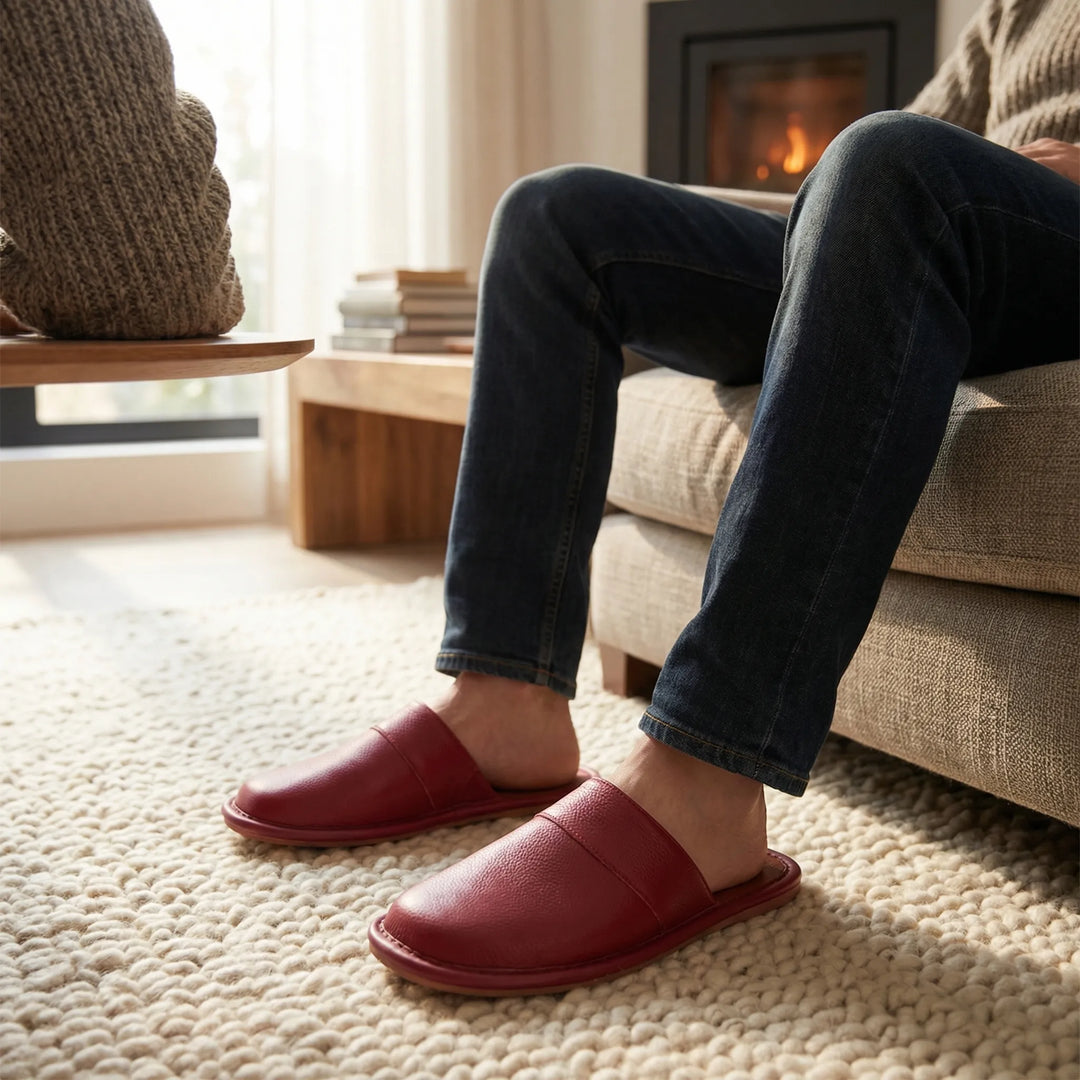 Restilo - Zapatilla de cuero para interior sin cordones
