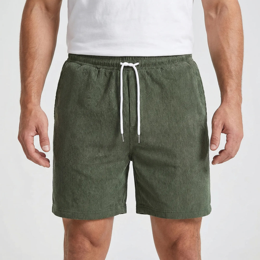 Ribvelo - Pantalones cortos casuales para hombre con textura acanalada