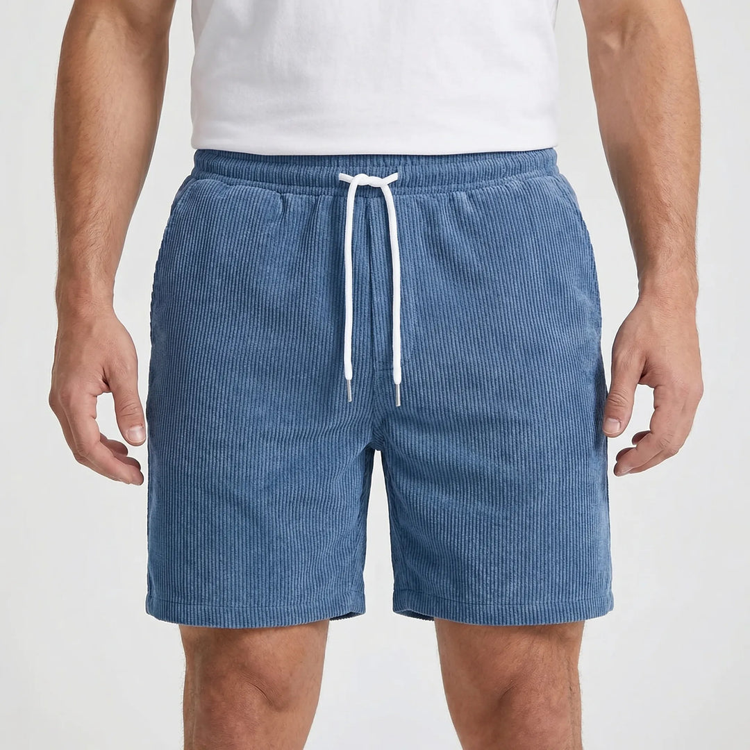 Ribvelo - Pantalones cortos casuales para hombre con textura acanalada