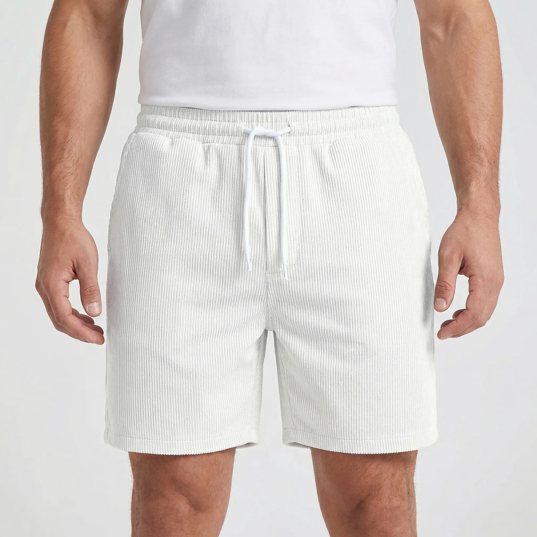 Ribvelo - Pantalones cortos casuales para hombre con textura acanalada
