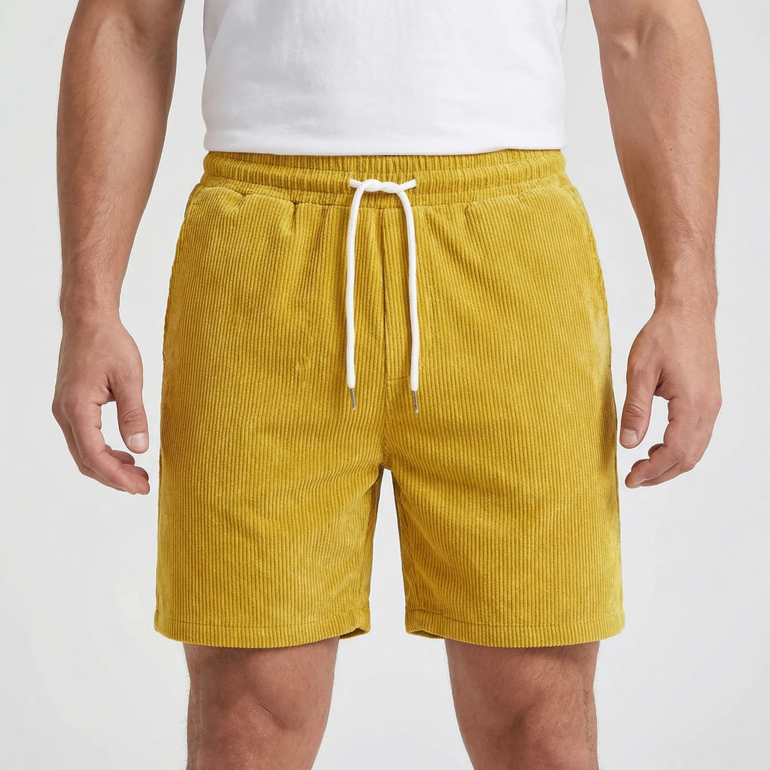 Ribvelo - Pantalones cortos casuales para hombre con textura acanalada