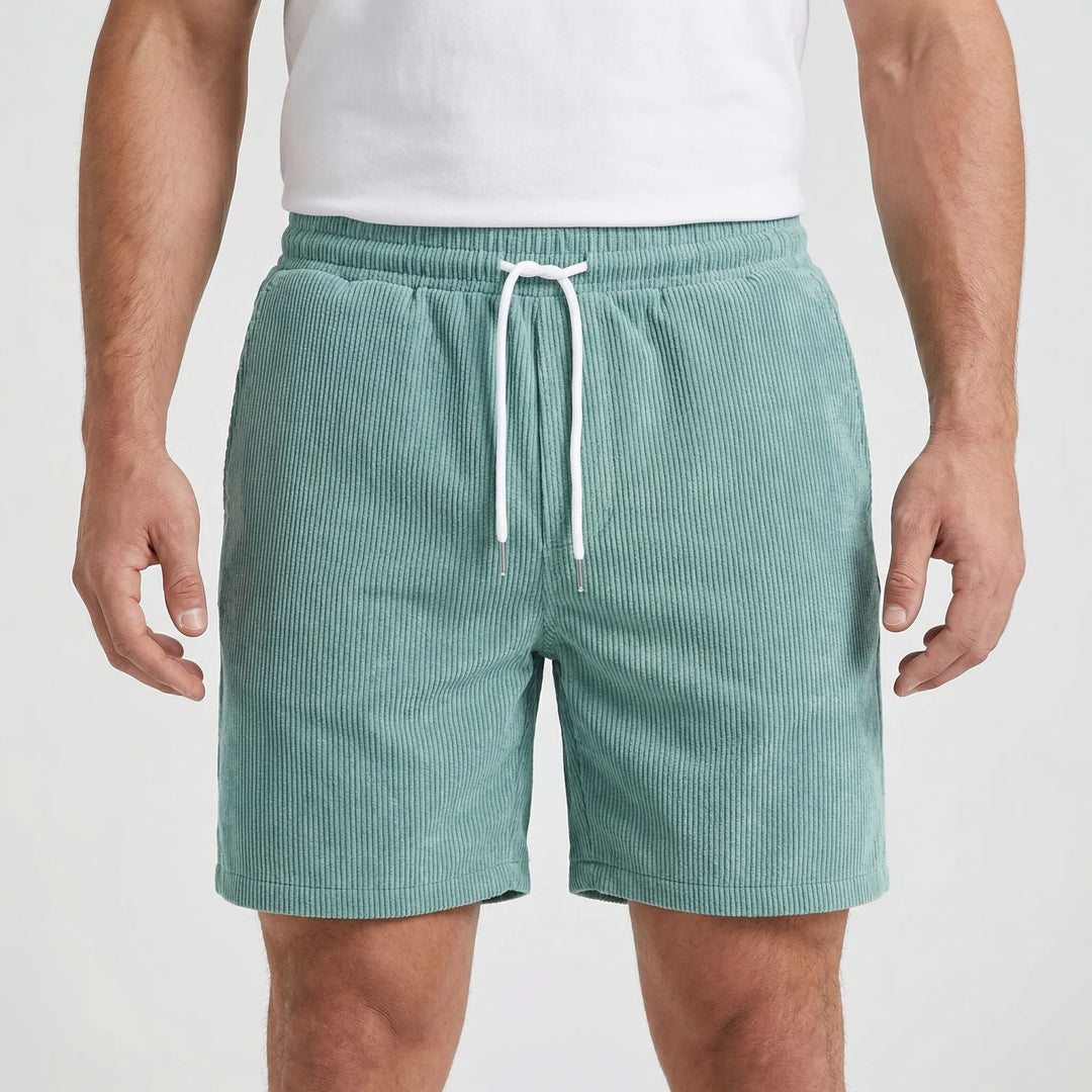 Ribvelo - Pantalones cortos casuales para hombre con textura acanalada
