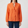 Blusa de Manga Larga con V Escote y Volantes