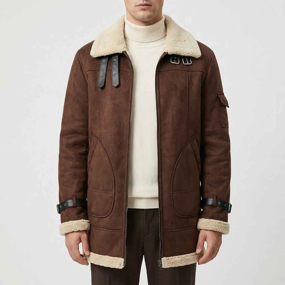 Ruvarka - Chaqueta de hombre con cremallera y forro de sherpa