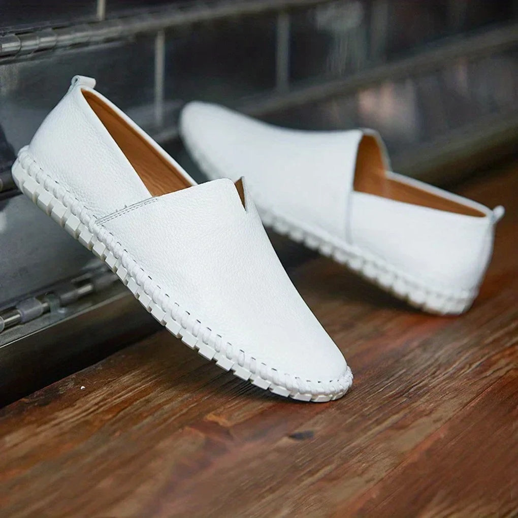 Mocasines Elegantes Mate de Cuero Genuino Sin Talón