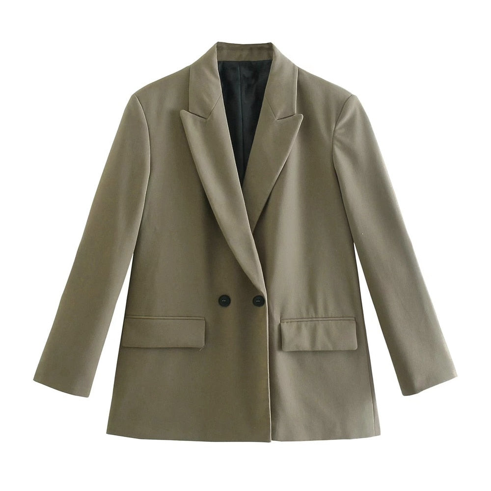 Elegante chaqueta de doble botonadura para mujer