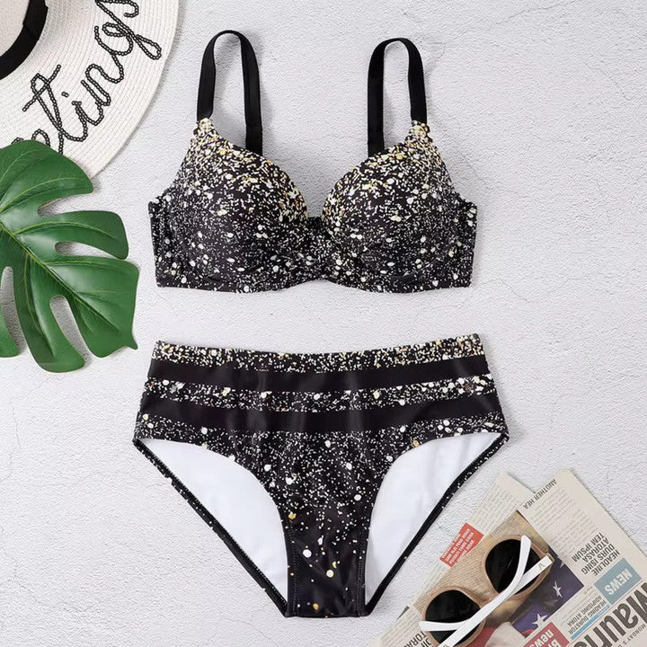 Mary - Bikini de Alta Cintura con Estampado de Hojas para Mujer