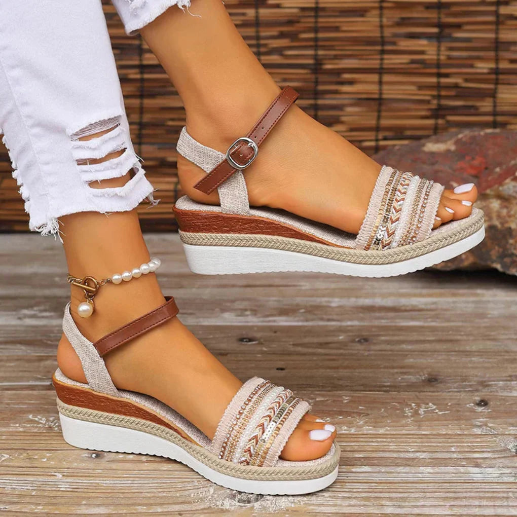 Sandalias de Cuña Estilo Boho para Mujeres