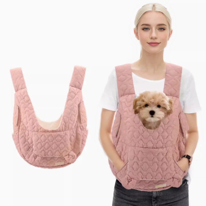 Mochila de transporte para perros pequeños, detalle del bolsillo