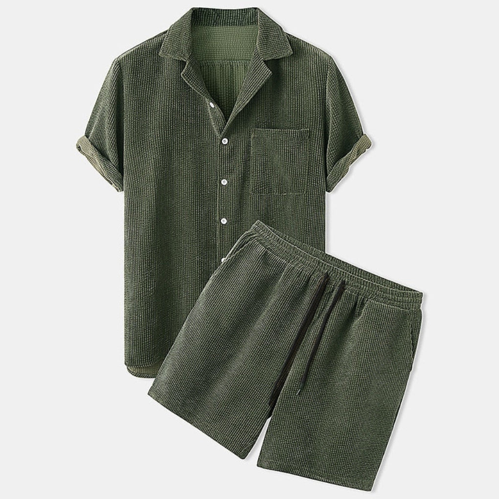 Conjunto de Ropa de Verano Acanalada para Hombres