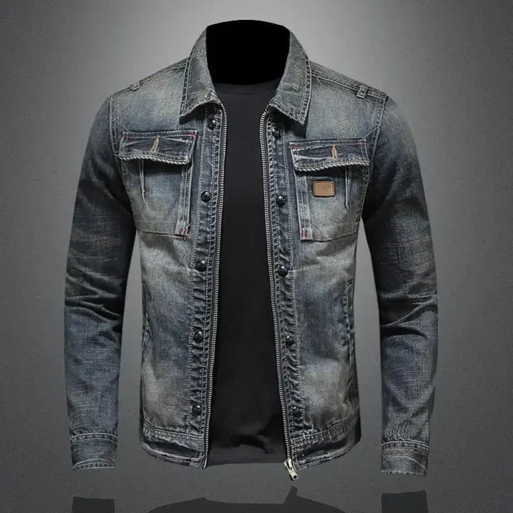 Bolsillos de Pecho - Chaqueta de Denim Clásica para Hombres