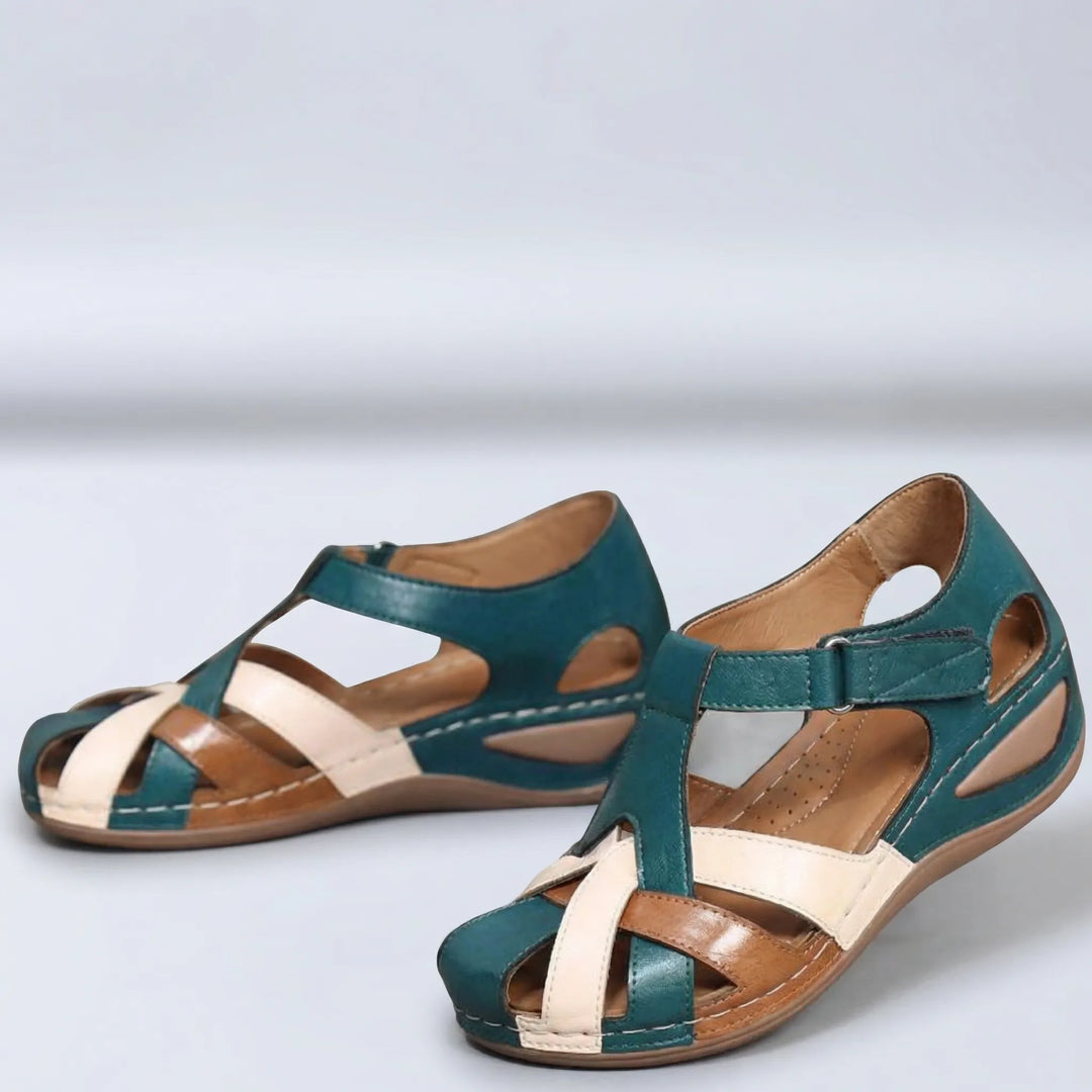 Sandriva - Sandalia de cuña con punta abierta para mujer