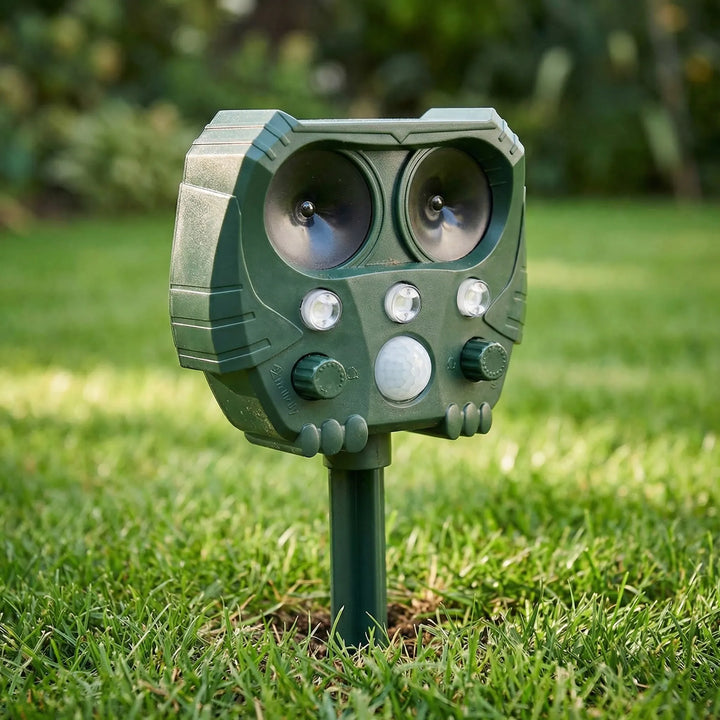 Scatterix - Disuasivo ultrasónico solar para animales en exteriores