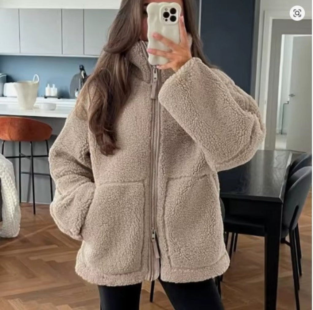 Chaqueta Similar a Lana para Mujeres