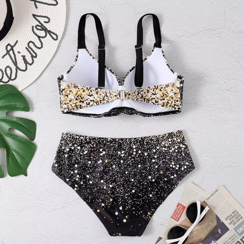 Mary - Bikini de Alta Cintura con Estampado de Hojas para Mujer