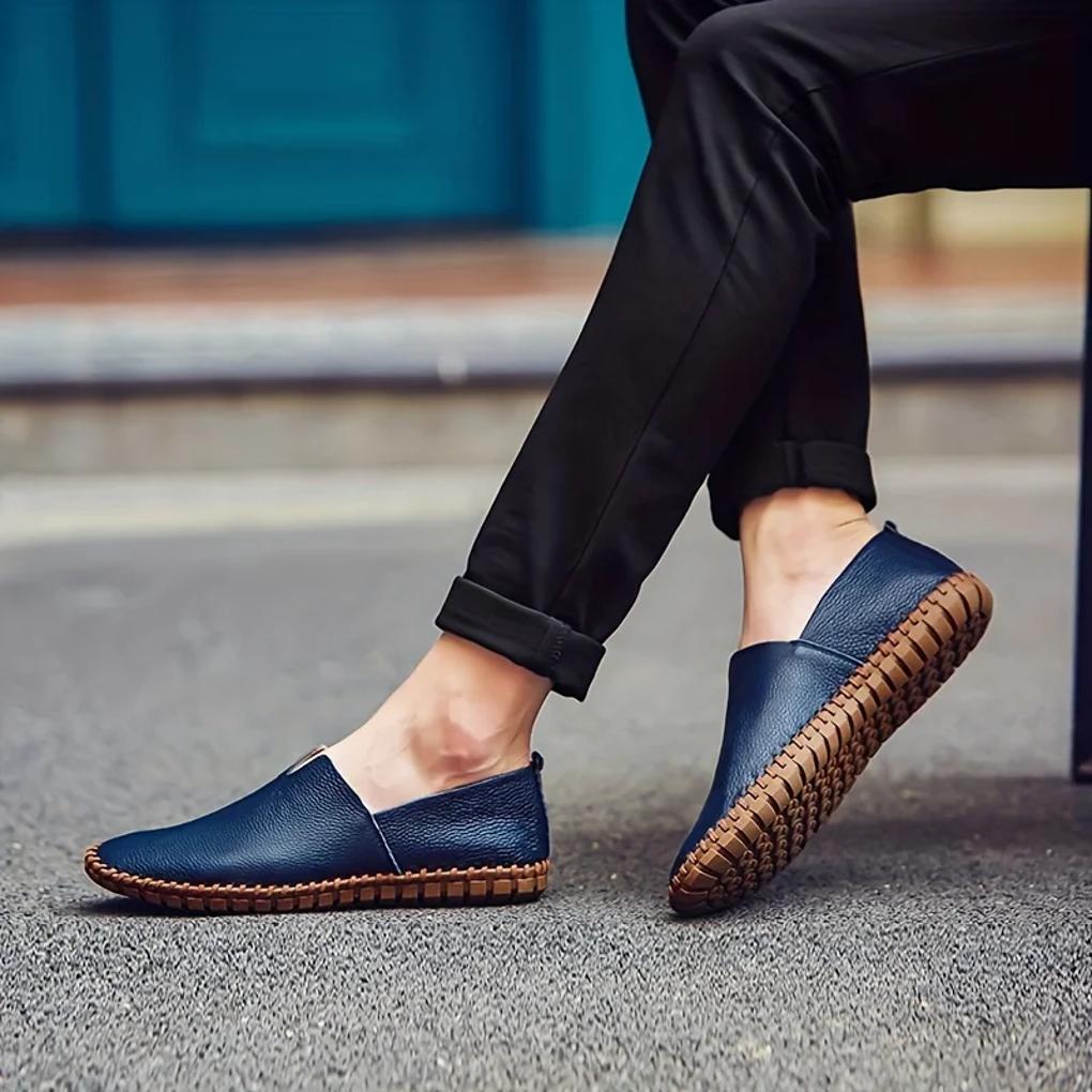 Mocasines Elegantes Mate de Cuero Genuino Sin Talón