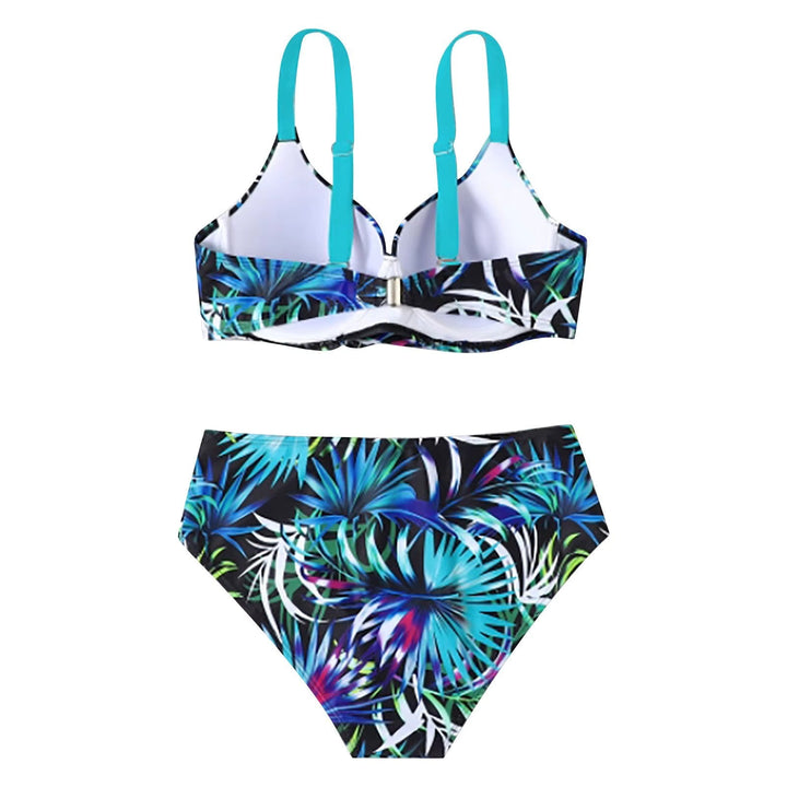 Mary - Bikini de Alta Cintura con Estampado de Hojas para Mujer