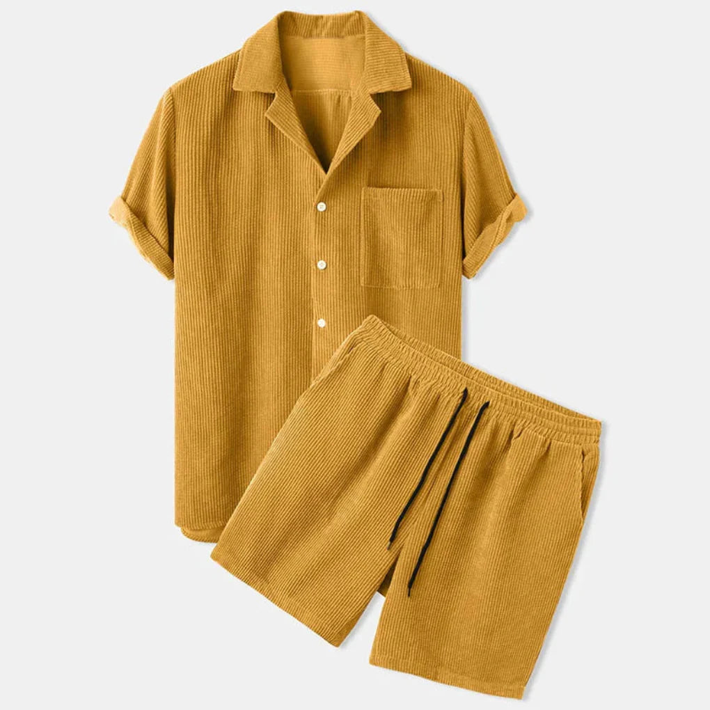 Conjunto de Ropa de Verano Acanalada para Hombres