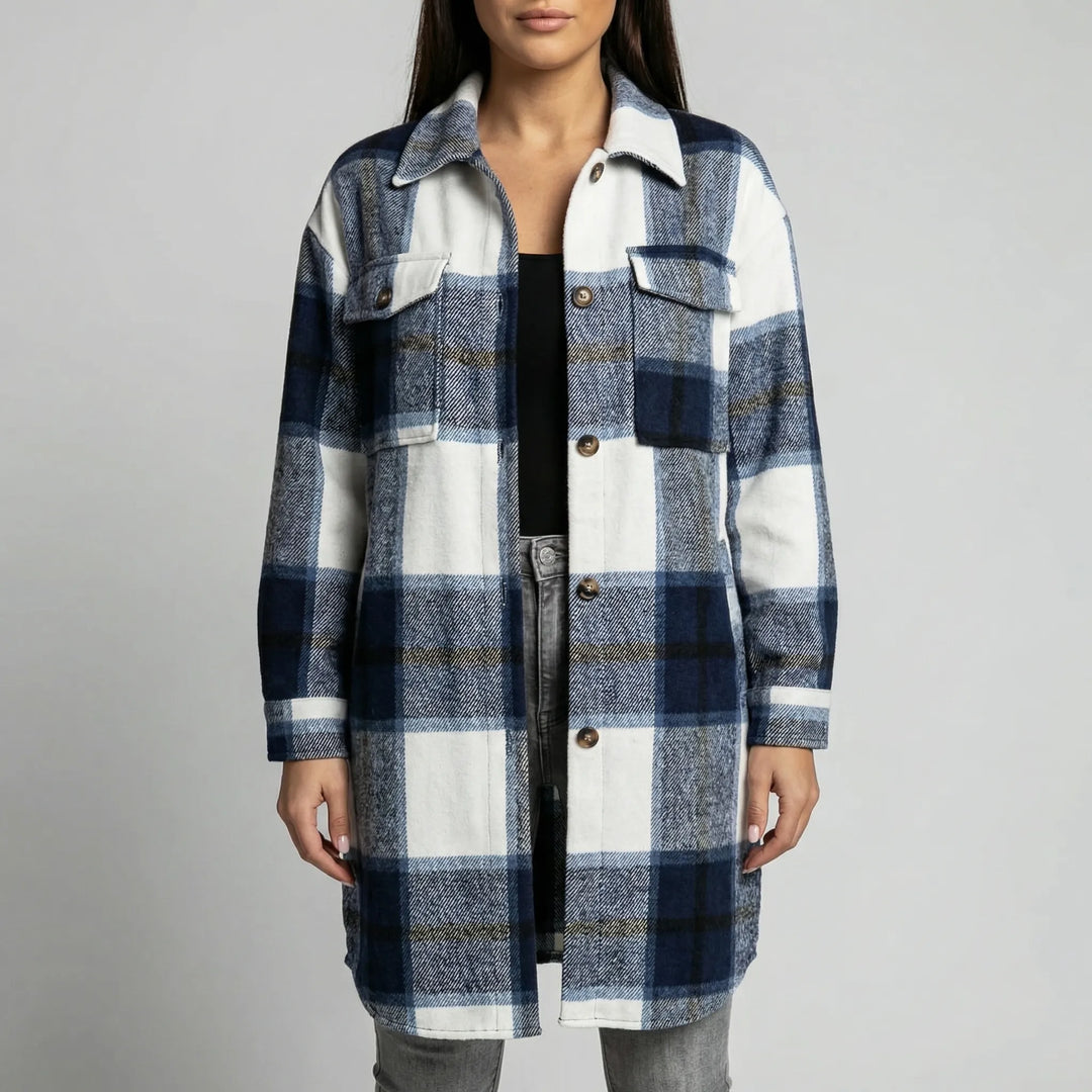 Shackora - Chaqueta abotonada de cuadros extragrande