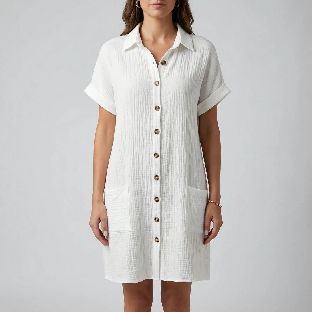 Shirtelle - Vestido camisero midi con botones delanteros