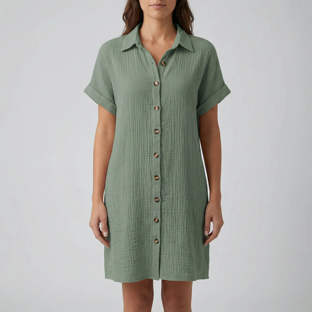 Shirtelle - Vestido camisero midi con botones delanteros