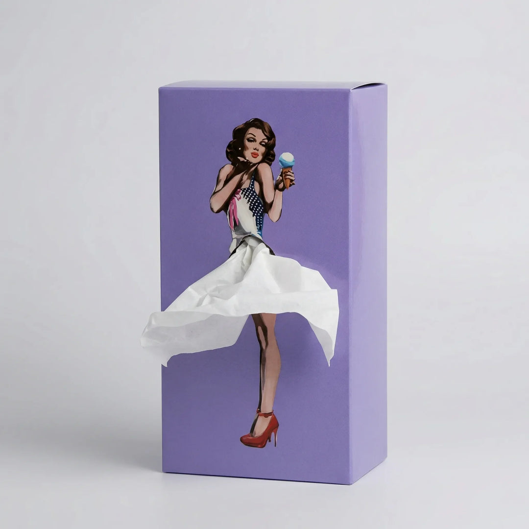 Skirtisse - Dispensador de pañuelos decorativo de estilo pop-art vintage
