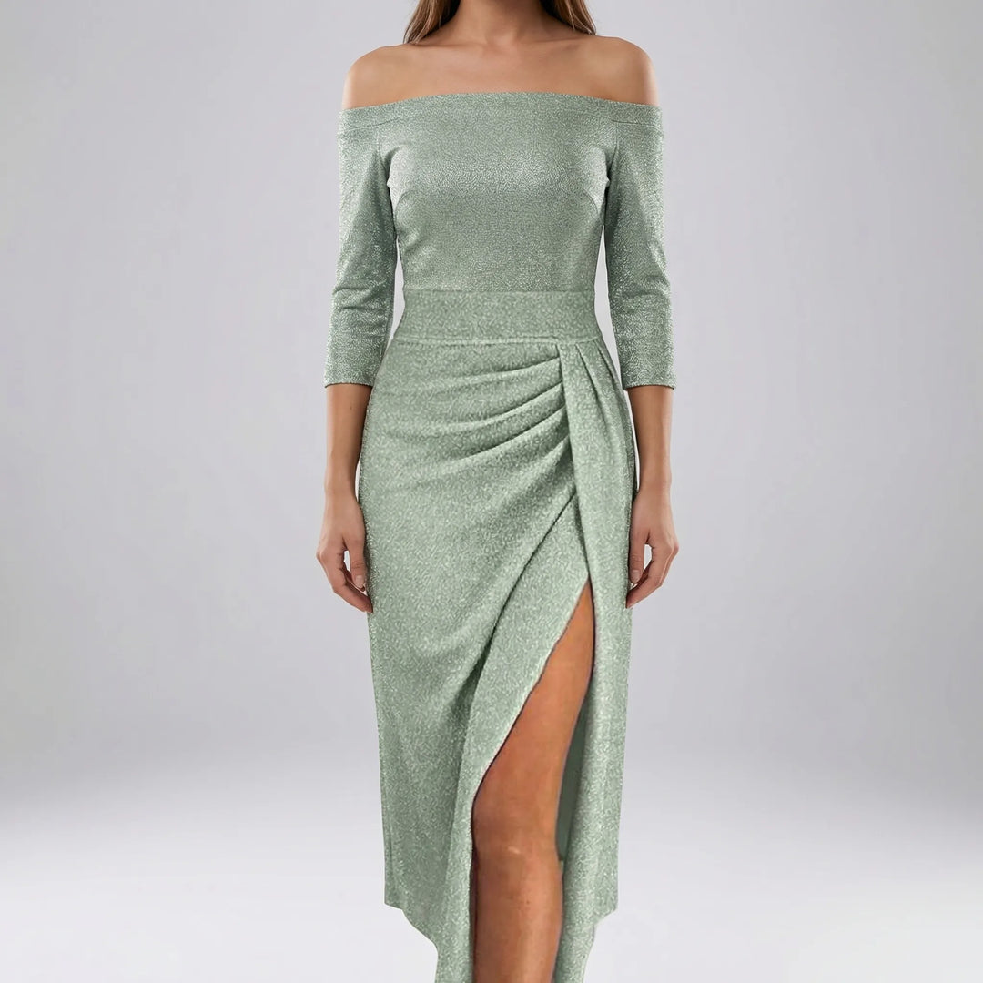 Slantrix - Vestido midi ajustado con hombros descubiertos