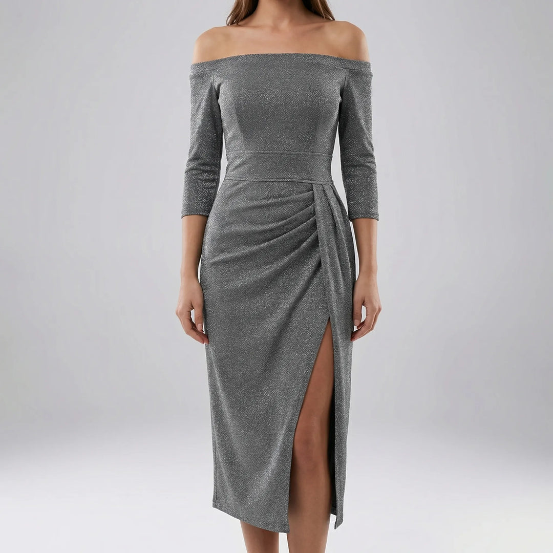Slantrix - Vestido midi ajustado con hombros descubiertos