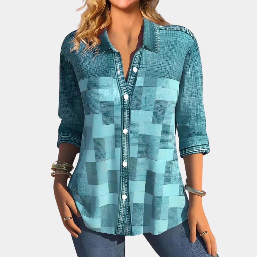 Blusa informal de mujer con estampado de cuadros