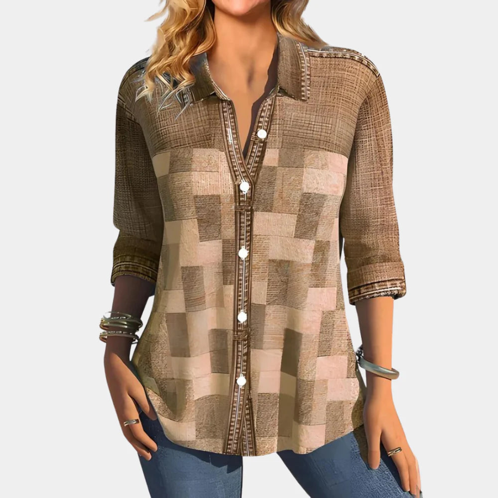 Blusa informal de mujer con estampado de cuadros