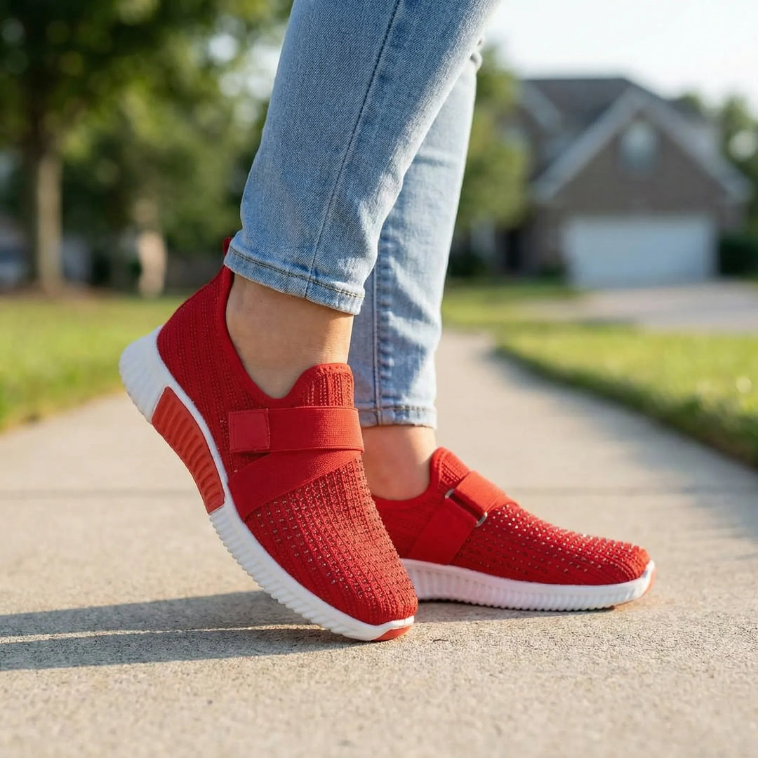 Sparkelle - Zapatillas sin cordones con detalles de pedrería