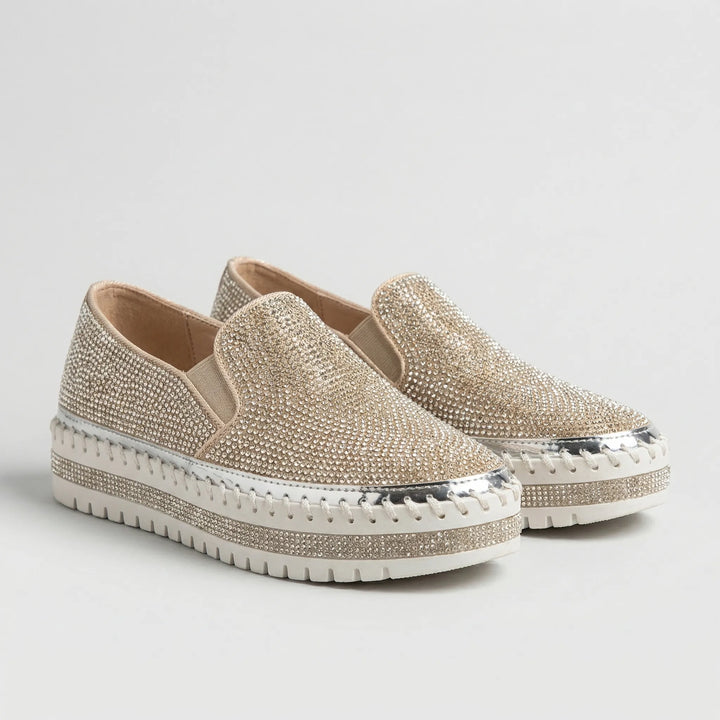 Sparkova - Zapatos planos sin cordones adornados con pedrería