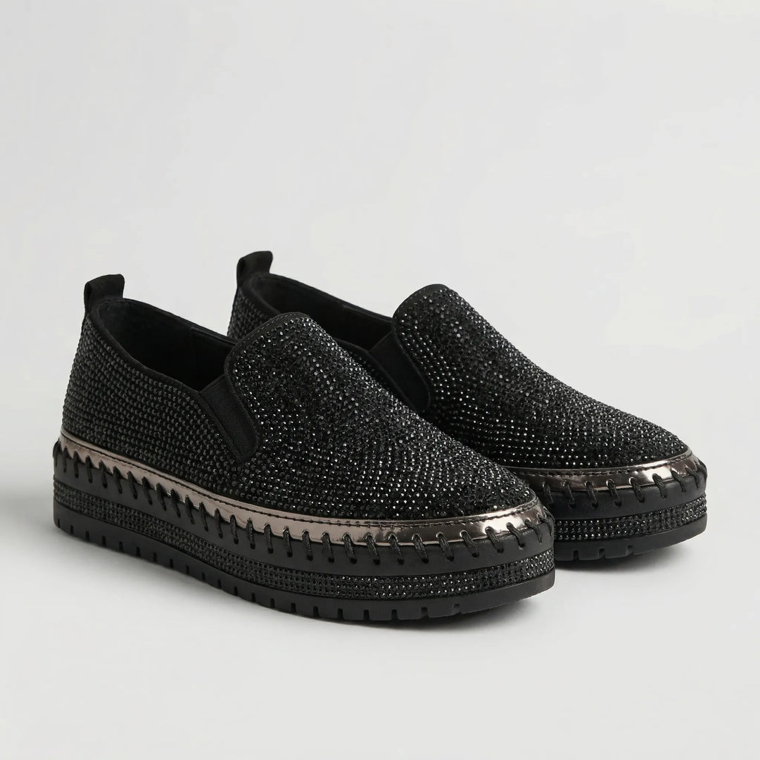 Sparkova - Zapatos planos sin cordones adornados con pedrería