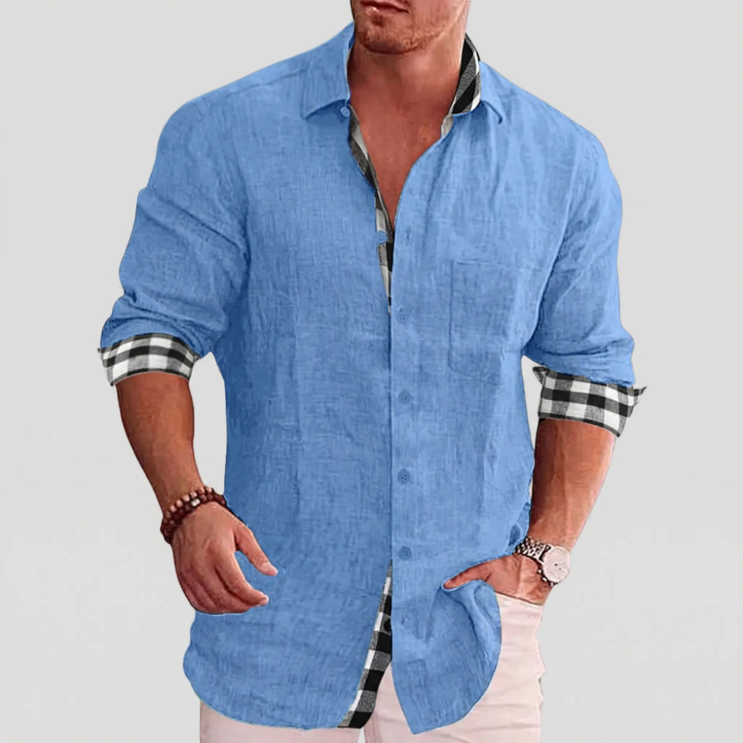 Stradell - Camisa informal de manga larga con botones delanteros