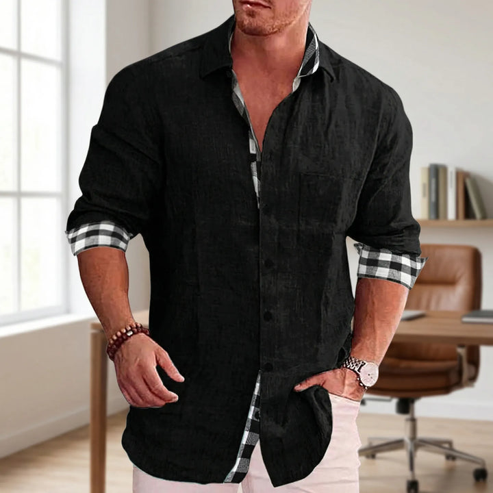 Stradell - Camisa informal de manga larga con botones delanteros