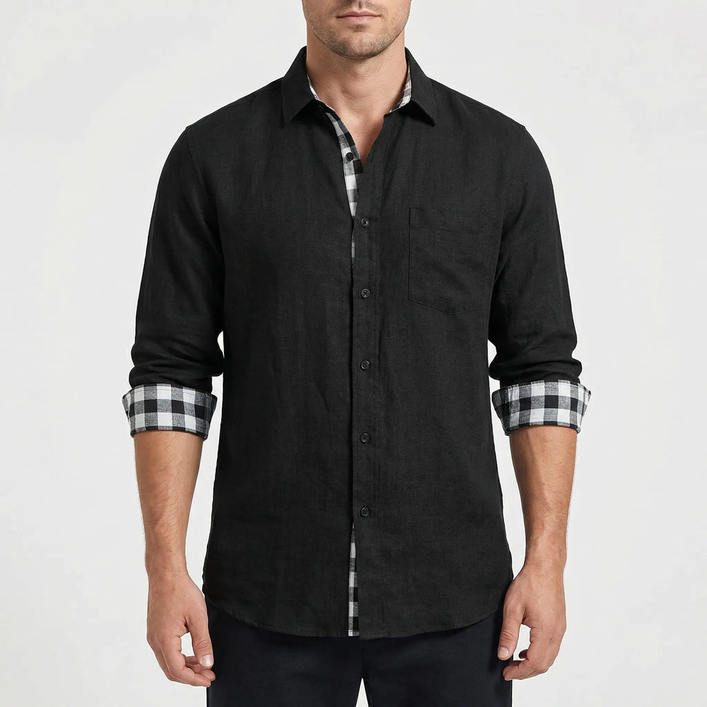Stradell - Camisa informal de manga larga con botones delanteros