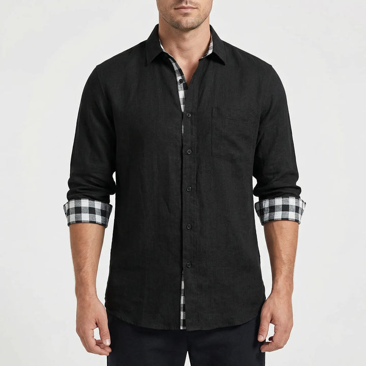Stradell - Camisa informal de manga larga con botones delanteros