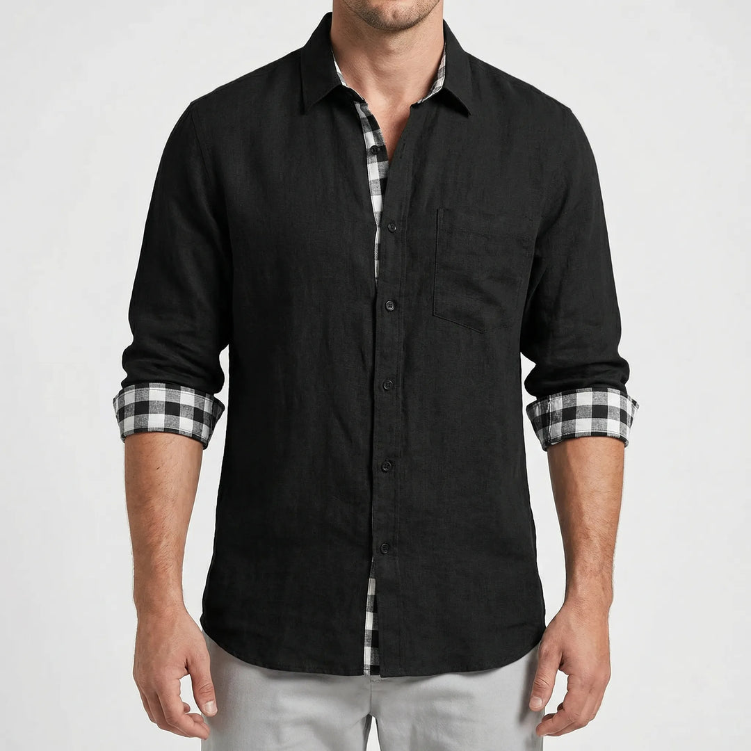 Stradell - Camisa informal de manga larga con botones delanteros