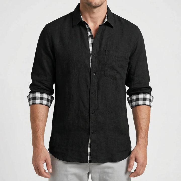 Stradell - Camisa informal de manga larga con botones delanteros