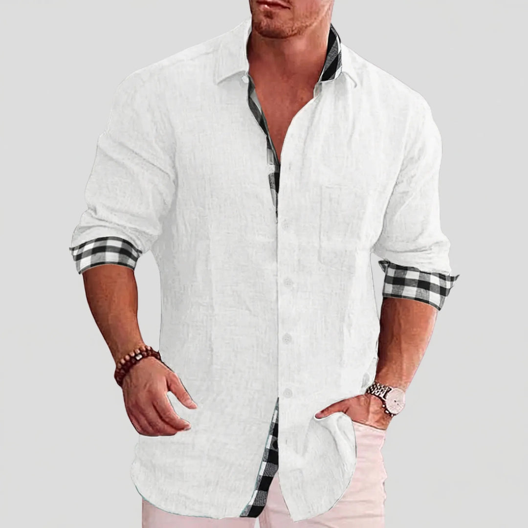 Stradell - Camisa informal de manga larga con botones delanteros