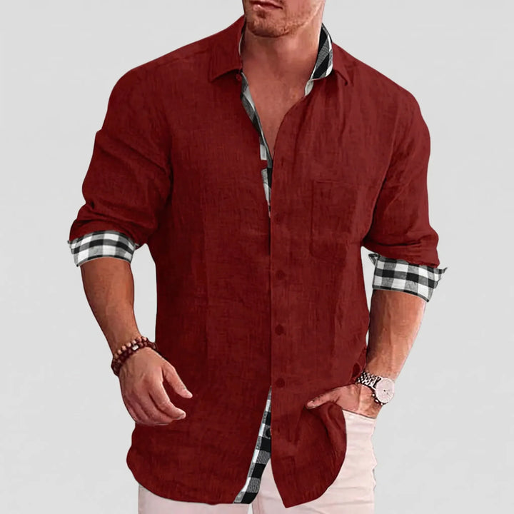 Stradell - Camisa informal de manga larga con botones delanteros