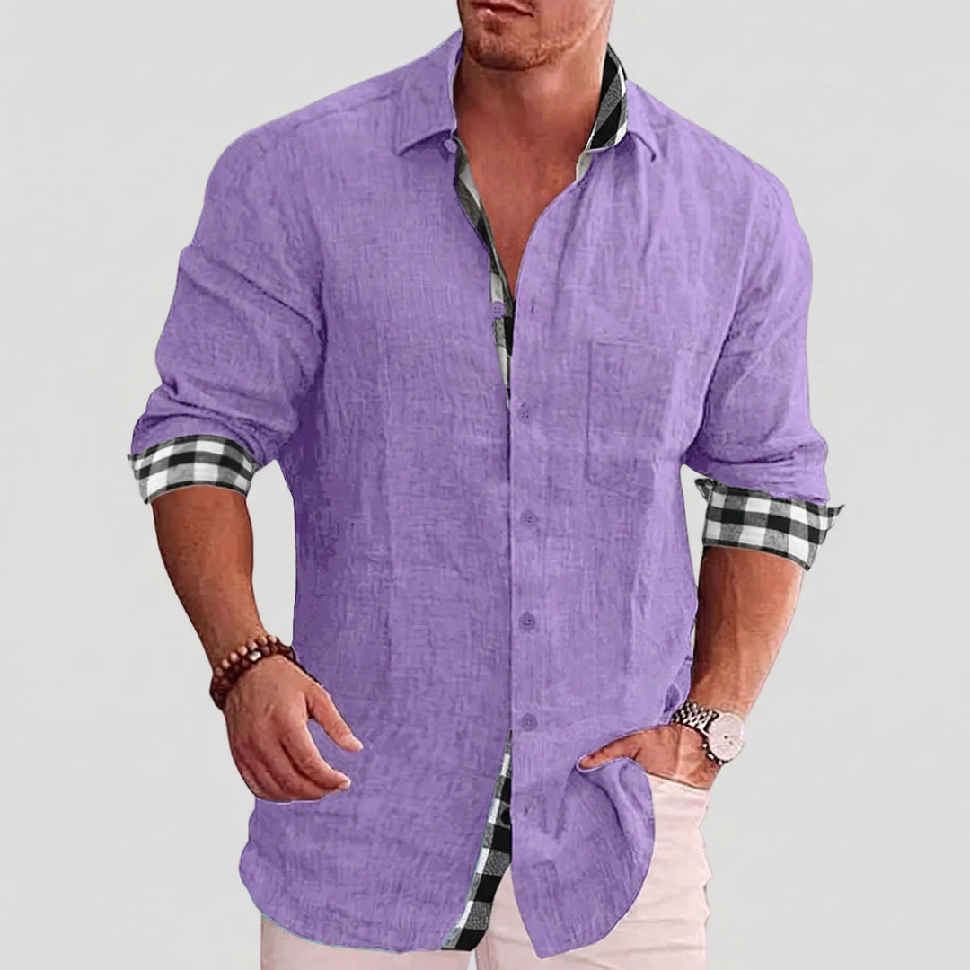 Stradell - Camisa informal de manga larga con botones delanteros