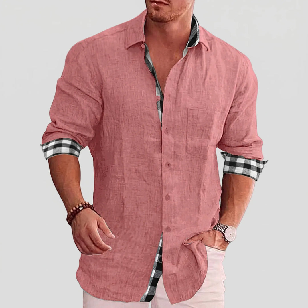 Stradell - Camisa informal de manga larga con botones delanteros