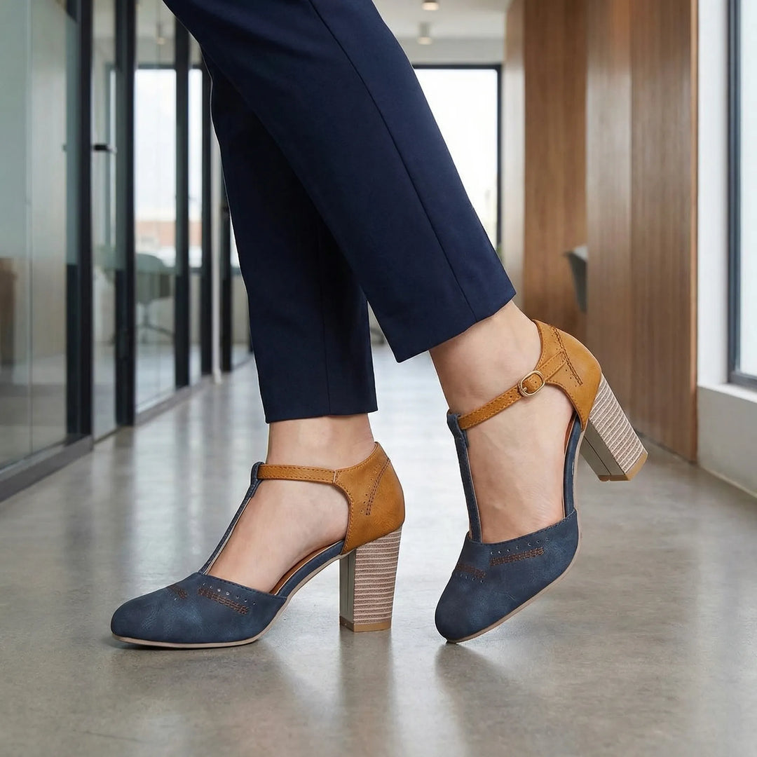 Strappella - Zapato de vestir con tacón de bloque y tira en T