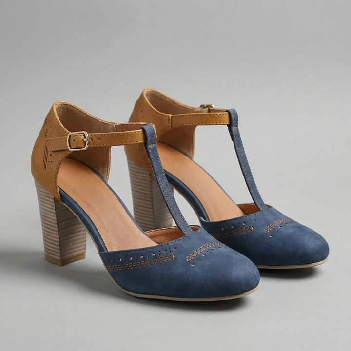 Strappella - Zapato de vestir con tacón de bloque y tira en T