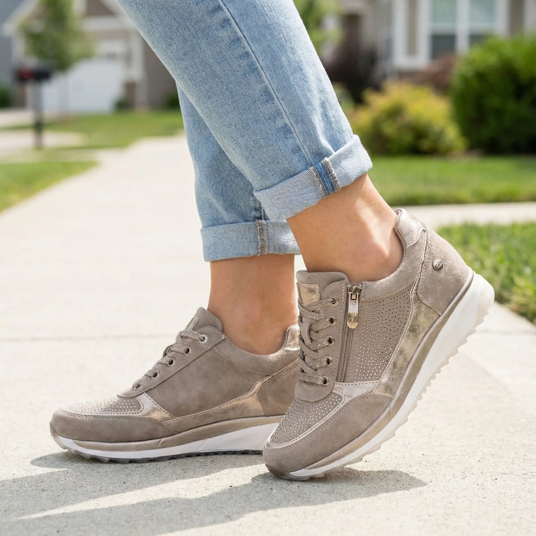 Stridella - Zapatillas cómodas con cremallera y cordones