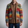 Cardigan de Punto a Rayas con Abertura Delantera para Hombres