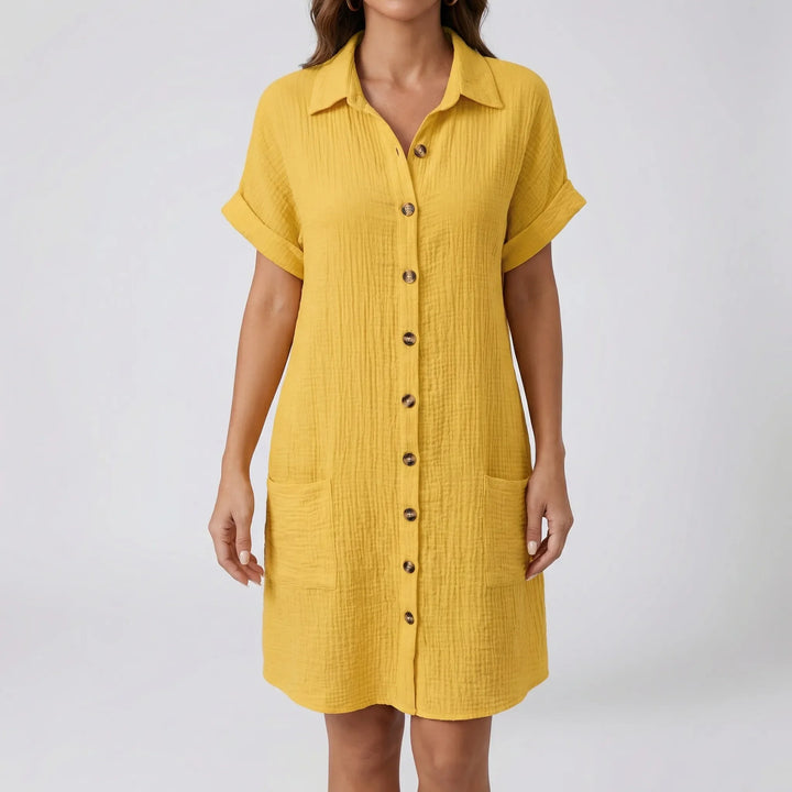 Structa - Vestido midi con cuello y botones en la parte delantera